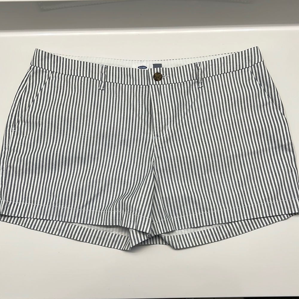Navy and White Pin Stripe Shorts